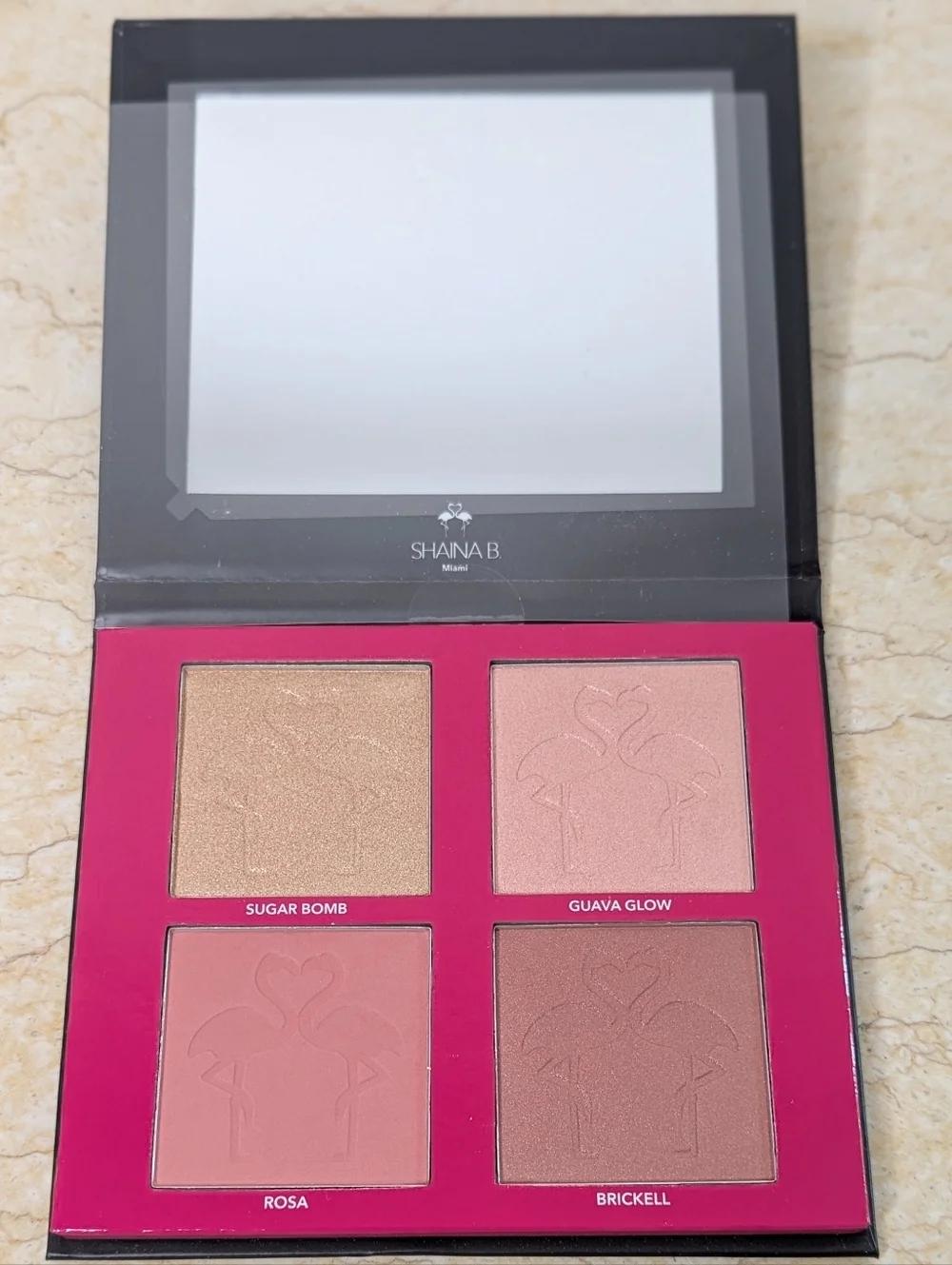 Shaina B. Miami Blush & Highlight Bronzer Makeup Cheek Palette Cosmetics